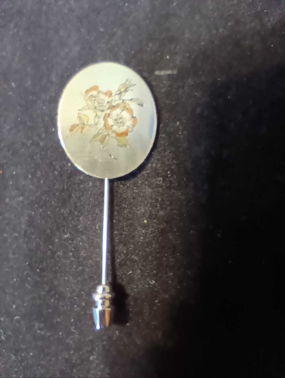 Vintage Reed & Barton Floral Metal Stick Pin. Damascene
